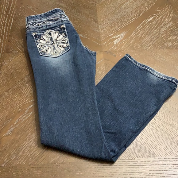 Firm Price- Premier by Rue 21 distressed boot cut medium wash denim jeans - Picture 10 of 17